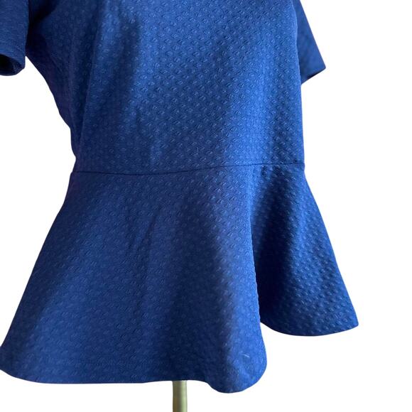 Womens Top Size Medium Navy Blue Peplum Professional Conservative Modest Church - Picture 2 of 7